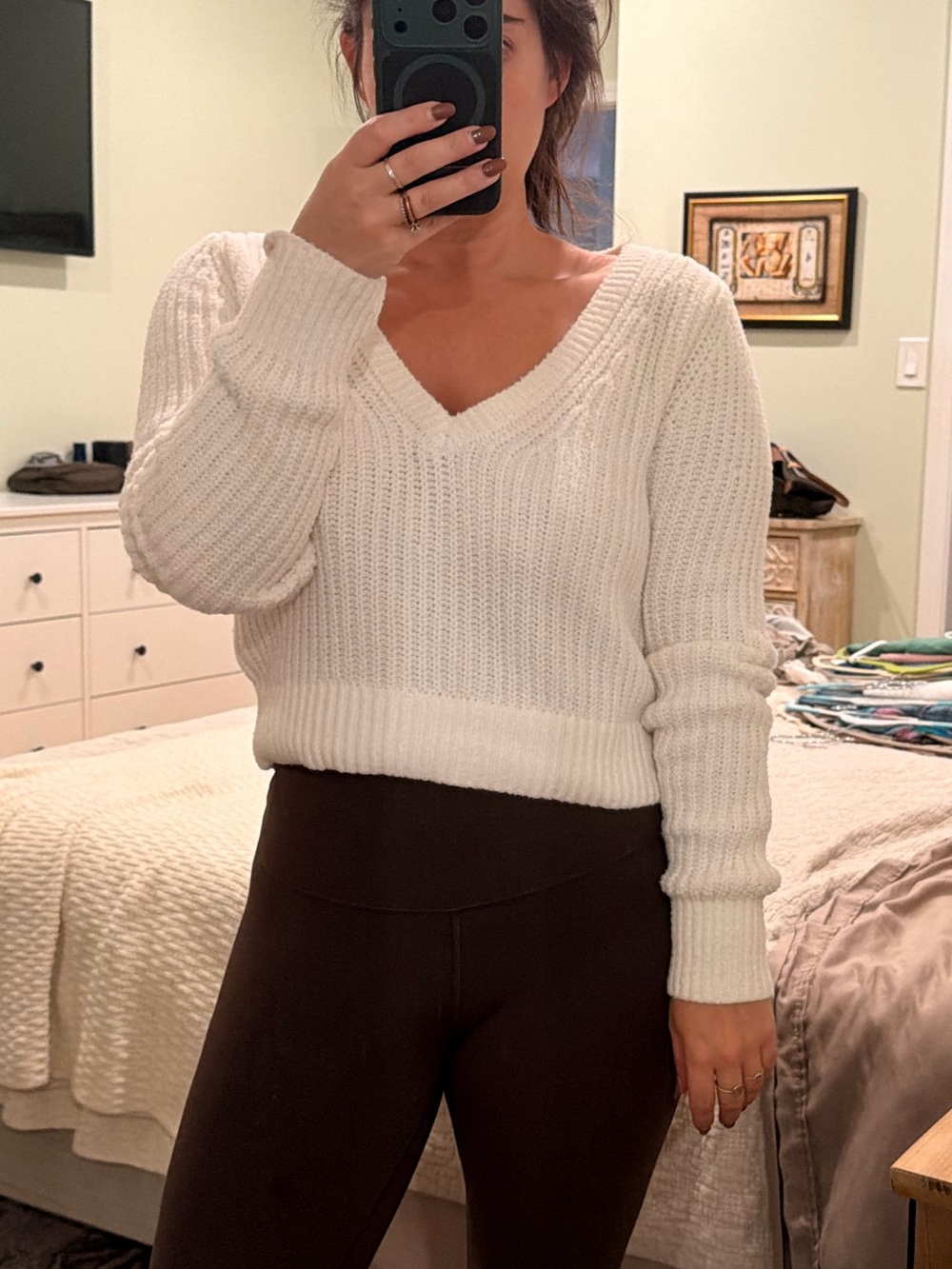 Abercrombie & Fitch Cream V-Neck Ribbed Sweater